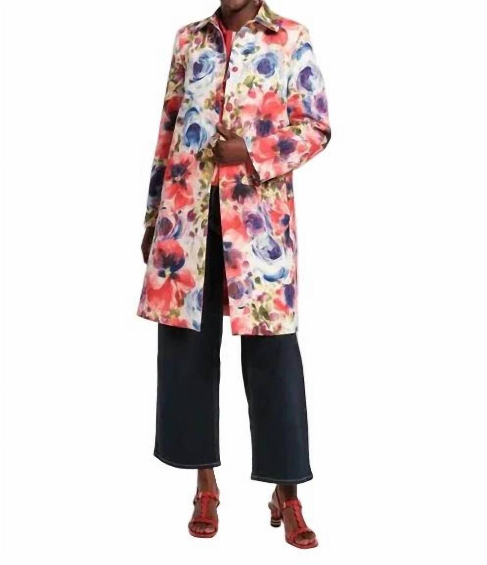 NEW FRANCES VALENTINE balmacaan super bloom coat in multicolor
